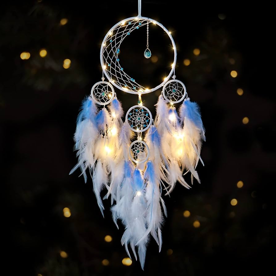 SUPOOBE KHOYIME LED Light Up Dream Catcher Half Circle Moon Decor
